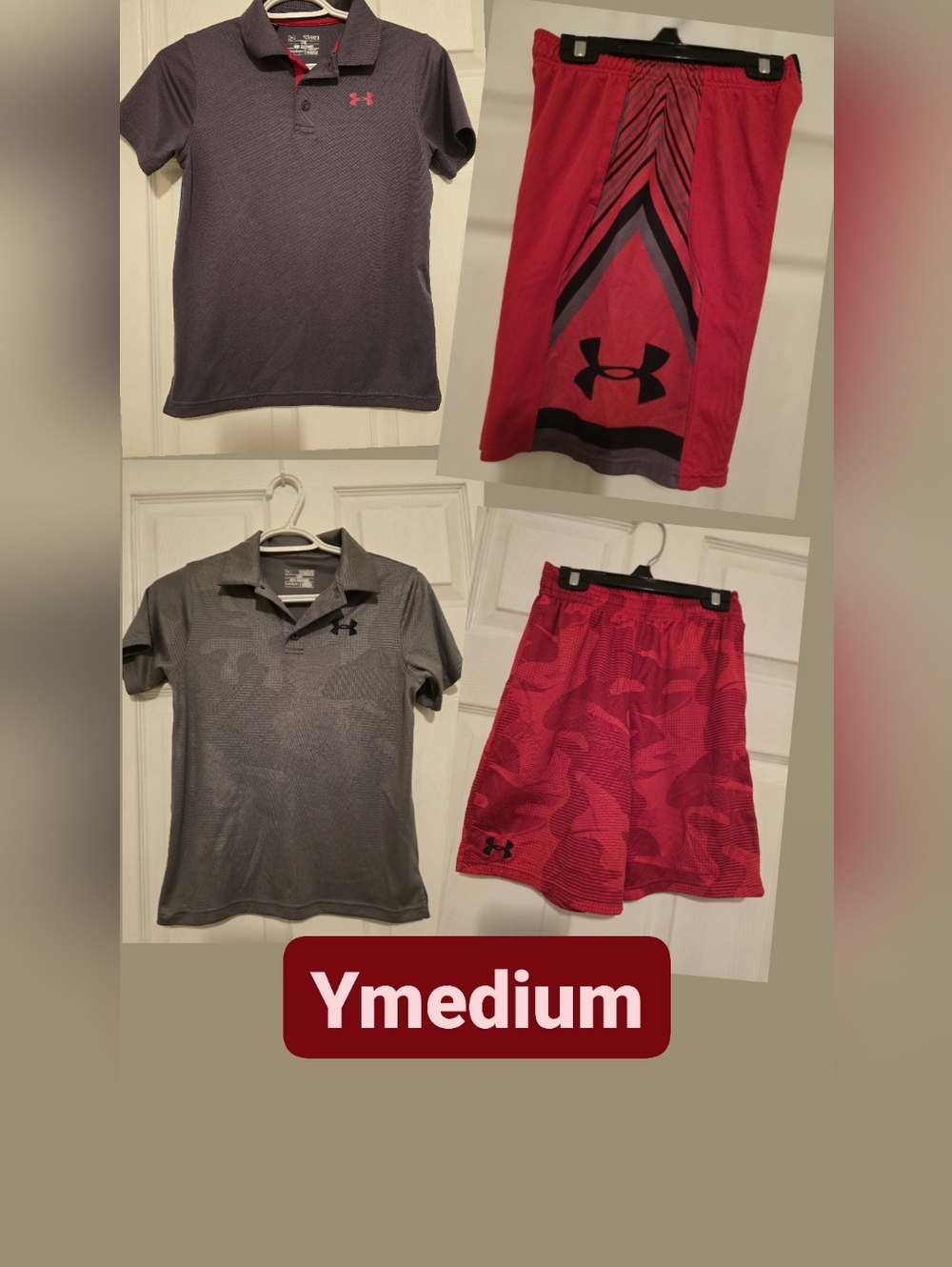 Under Armour Boys' Gray Polo & Red Camo Shorts Set